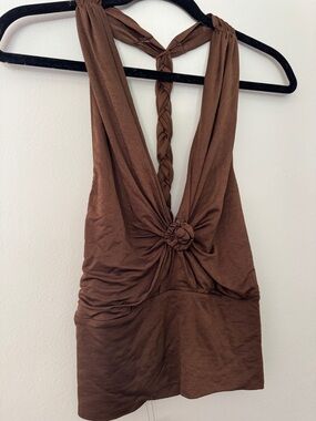 Black Halo Halter Top NWT Size S color Brown